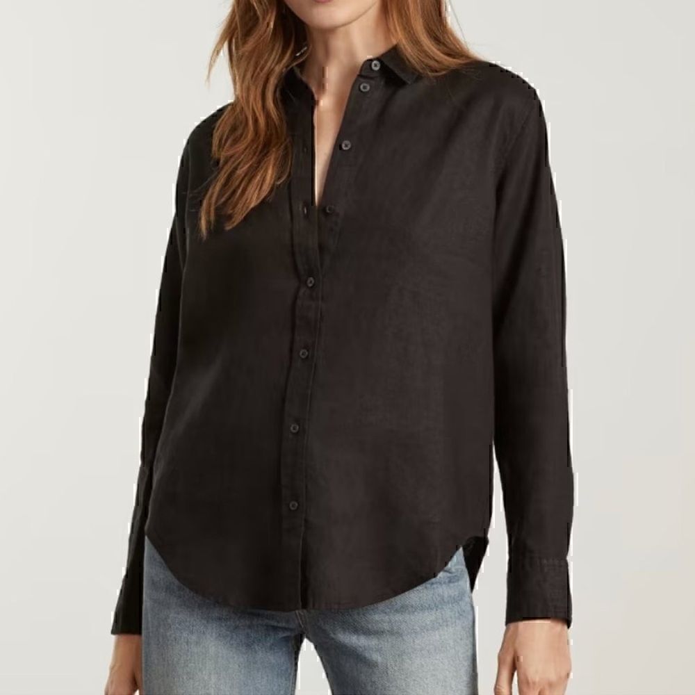 NEW Everlane The Linen Relaxed Shirt Black Small Sustainable‎